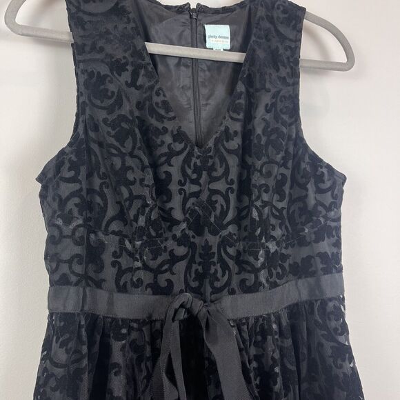 Plenty by Tracy Reese Dress Sz 6 Black Damask Burnt Velvet Whimsigoth Witchy - Picture 8 of 15